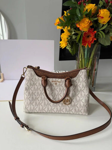 Michael Kors Austen Handbag In Vanilla Monogram