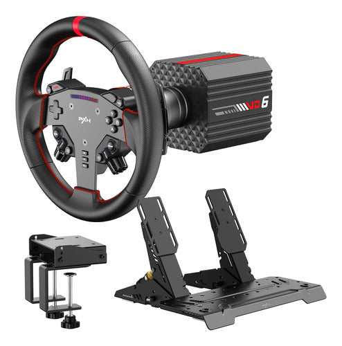 Driving Simulator Pxn Bundle Vd6 Steering Wheel Base Pedals Black