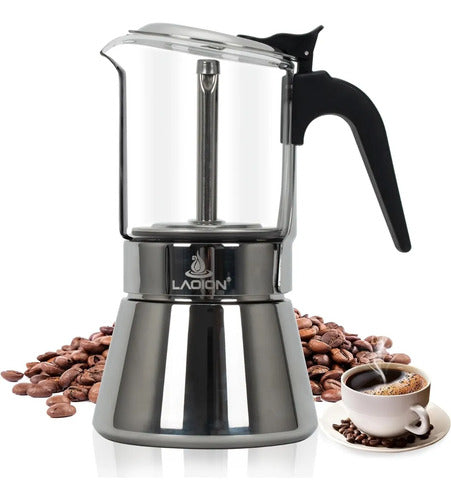 Moka Pot 240ml Italiana De Inox E Vidro