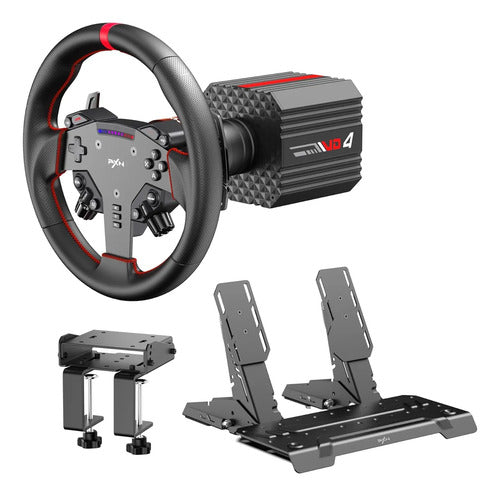 Driving Simulator Pxn Vd4 Bundle Steering Wheel Base Pedals Black