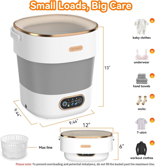 Mini Máquina de Lavar e Centrifugar Dobrável Portátil JUJOJB 20L – para Apartamentos, Dormitórios, Trailers e Viagens