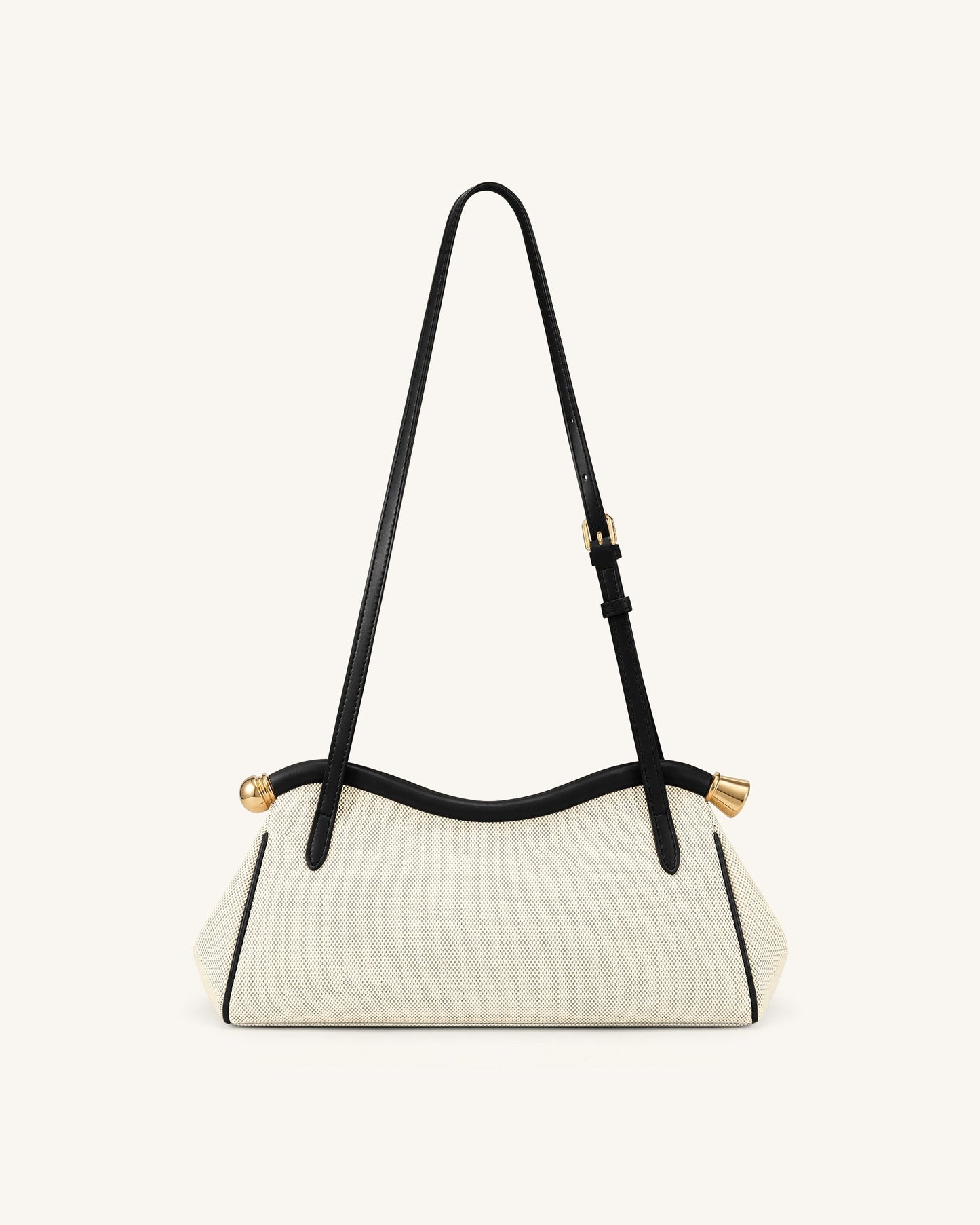Naomi Curved Shoulder Bag - Black Canvas