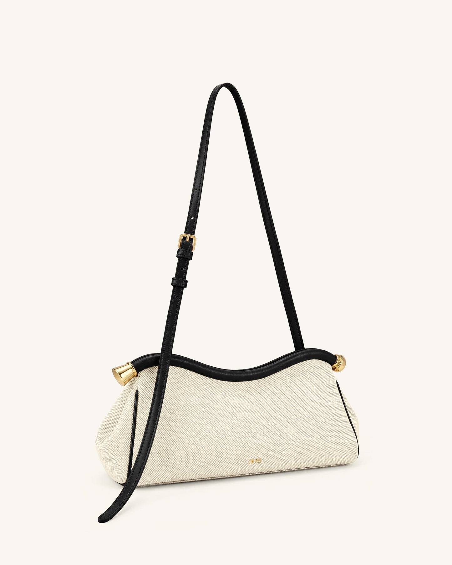 Naomi Curved Shoulder Bag - Black Canvas