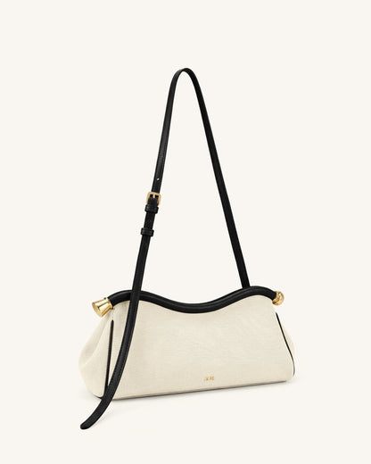 Naomi Curved Shoulder Bag - Black Canvas