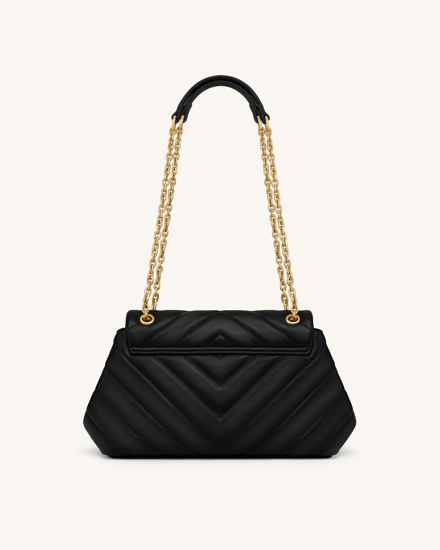 Valerie Quilted Chain Flap Shoulder Bag - Black