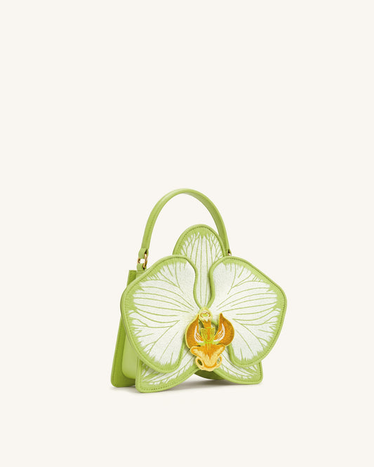 Flora Orchid Shaped Top Handle Bag - Light Green