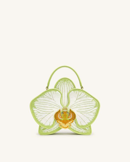 Flora Orchid Shaped Top Handle Bag - Light Green
