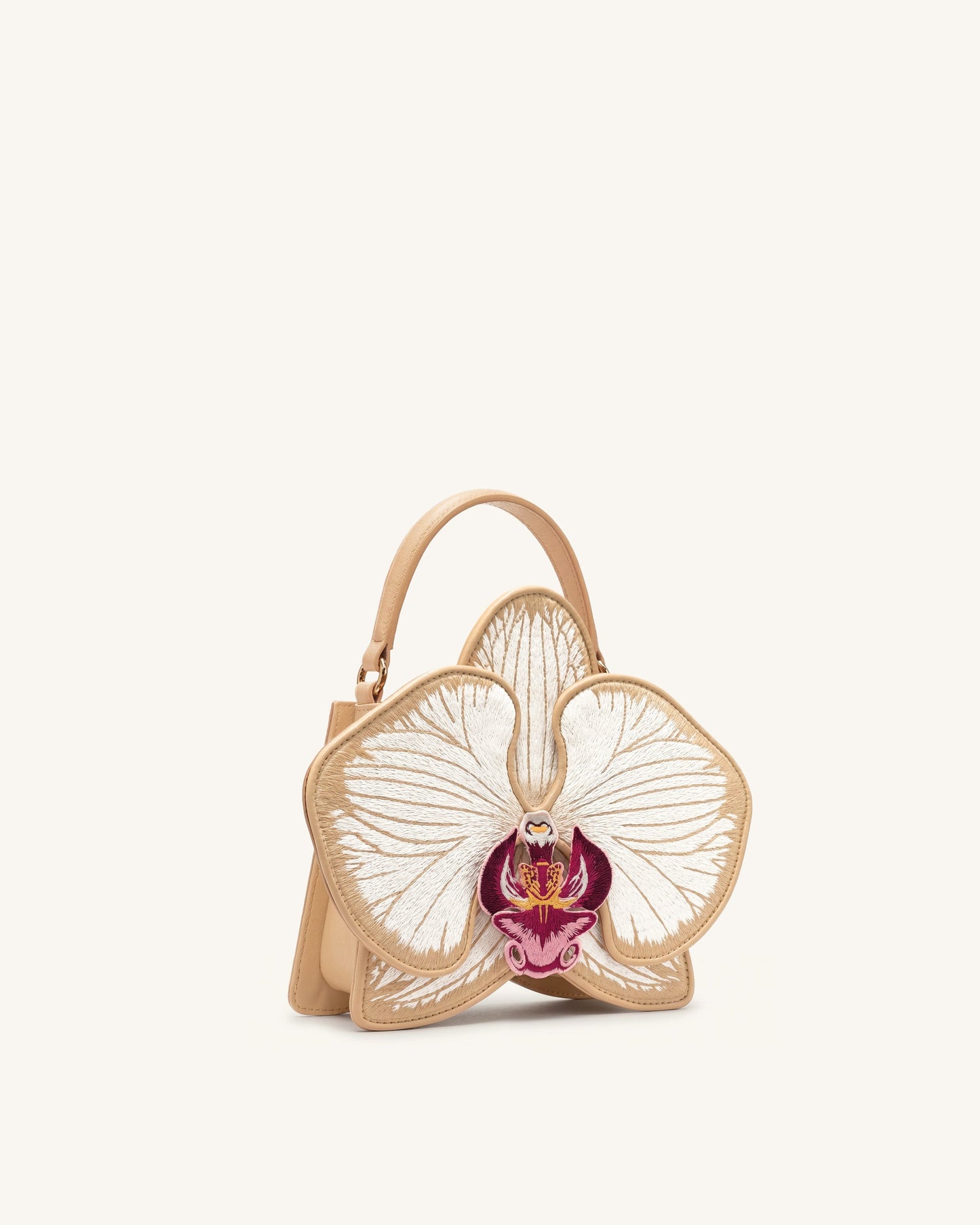 Flora Orchid Shaped Top Handle Bag - Champagne