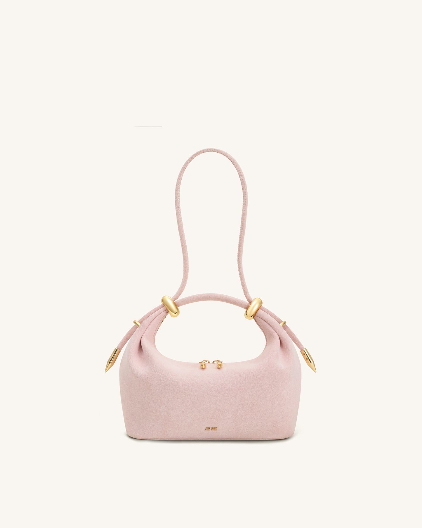 Ellie Faux Suede Metal Ring Embellished Top Handle Bag - Pink