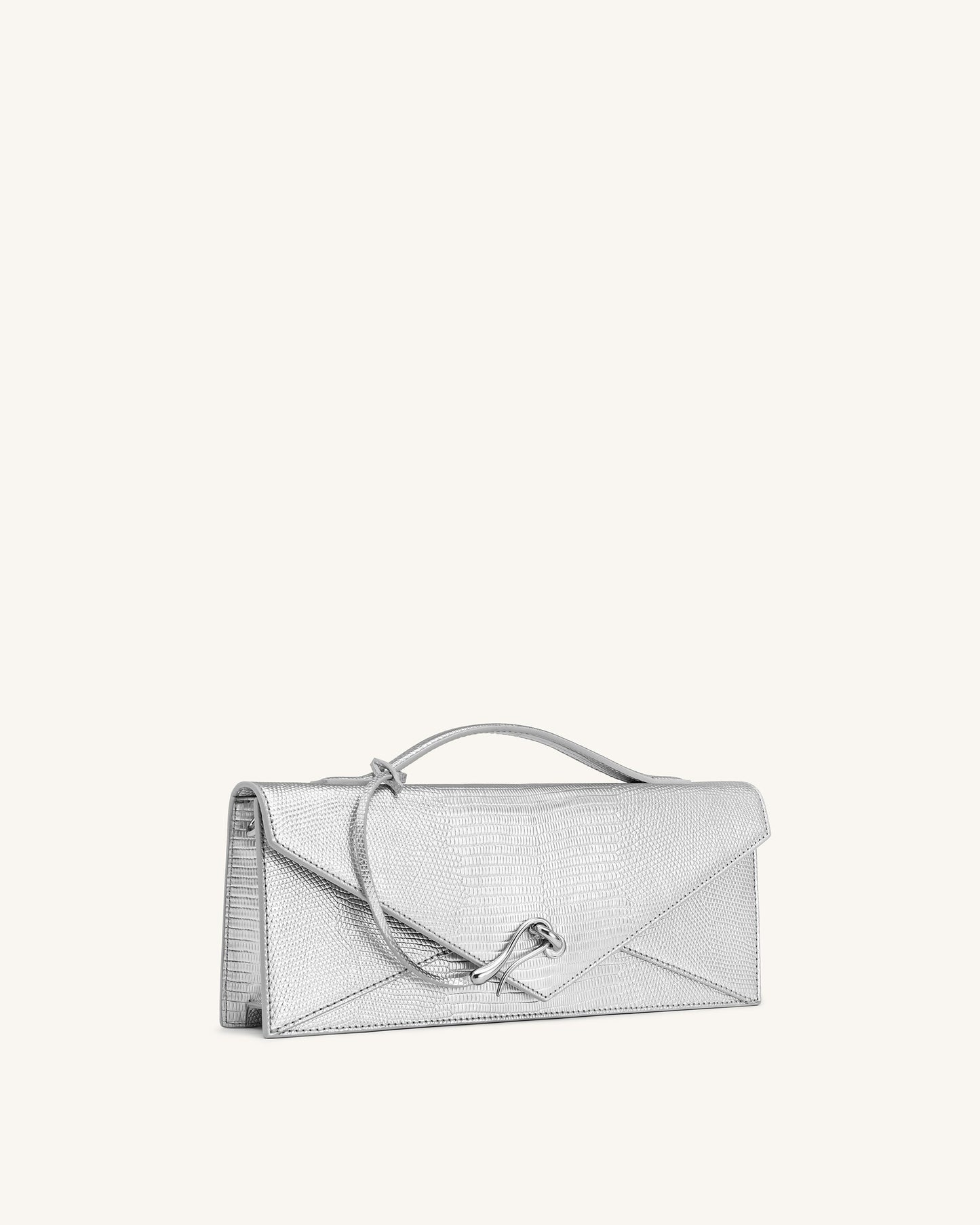 Celeste Envelope Top Handle Bag - Silver Lizard Texture