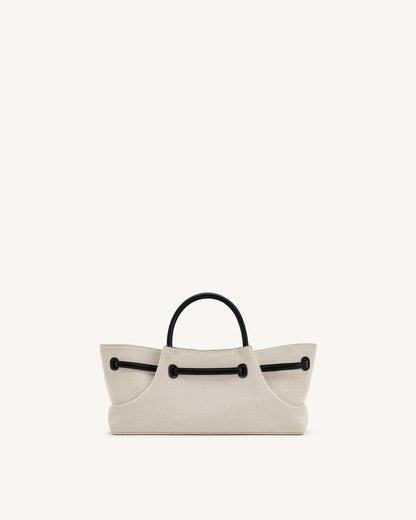 Maeve Dachshund Metal Charm Tote Bag - Black Canvas