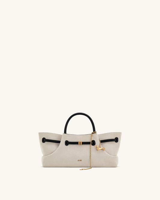 Maeve Dachshund Metal Charm Tote Bag - Black Canvas