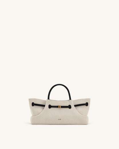 Maeve Dachshund Metal Charm Tote Bag - Black Canvas