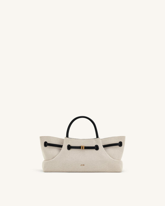 Maeve Dachshund Metal Charm Tote Bag - Black Canvas