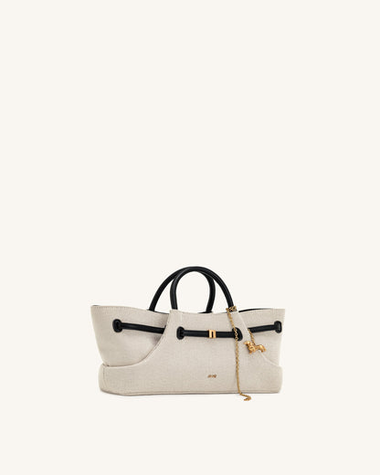 Maeve Dachshund Metal Charm Tote Bag - Black Canvas