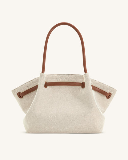 Hana Large Tote Bag - Brown Canvas