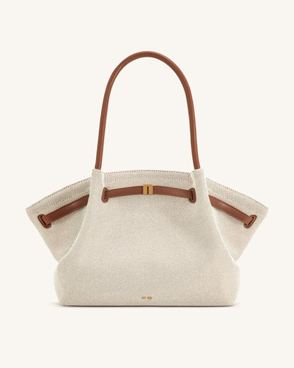 Hana Large Tote Bag - Brown Canvas