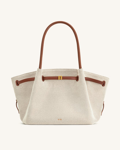 Hana Large Tote Bag - Brown Canvas