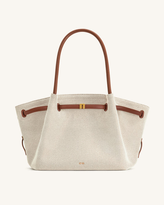 Hana Large Tote Bag - Brown Canvas