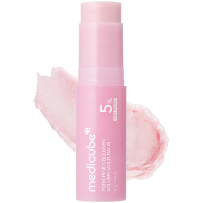 medicube PDRN Pink Collagen Volume Multi Balm Stick - Face & Body Balm | Volufiline, PDRN, NAD, Collagen - Under-Eyes, Neck, Forehead, Smile Lines, Lips, Plumping & Radiance for Line Care, K-B