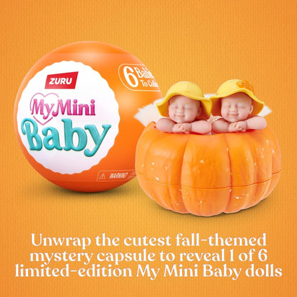 My Mini Pumpkin Patch Series 1 By ZURU | 1 of 6 limited-edition fall babies; ultra-realistic soft skin; cozy swaddle + themed accessory; collect all 6; ages 5+