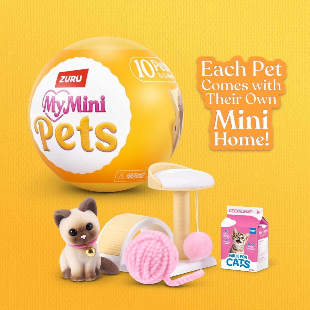 My Mini Pet Series 1 By ZURU | Detailed mini pet — puppy, kitten, hedgehog & more; habitat + accessories; 10+ sets to collect; play, display & gift