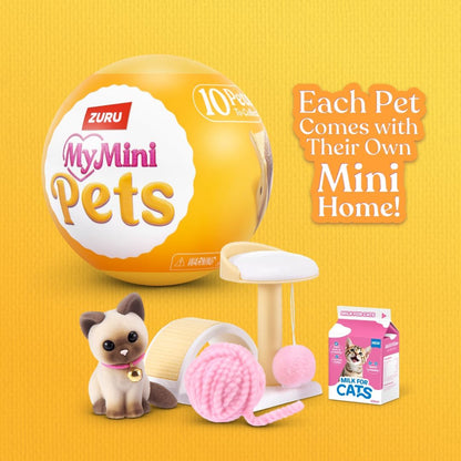 My Mini Pet Series 1 By ZURU | Detailed mini pet — puppy, kitten, hedgehog & more; habitat + accessories; 10+ sets to collect; play, display & gift