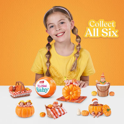 My Mini Pumpkin Patch Series 1 By ZURU | 1 of 6 limited-edition fall babies; ultra-realistic soft skin; cozy swaddle + themed accessory; collect all 6; ages 5+