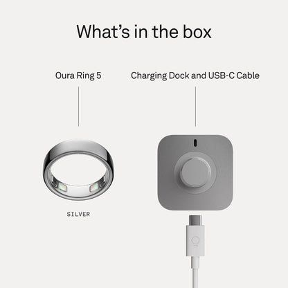 Oura Ring 5 - O Anel Inteligente Mais Pequeno do Mundo - Sono, Atividade, Saúde Feminina, Conselheiro de IA, 1 Semana de Bateria, Descubra Seu Tamanho Antes de Comprar, Compatível com Android e iOS
