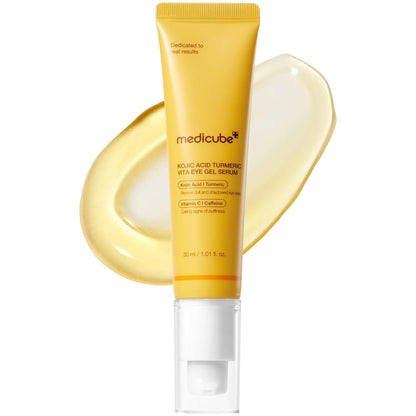 medicube Eye Serum with Kojic Acid Turmeric | All-Day Brightening Eye Gel Serum | Refreshing Eye Care with Vitamin C, Retinol &amp; Caffeine | Hydrating &amp; Cooling Formula | Korean Skincare, 1.01 fl.oz