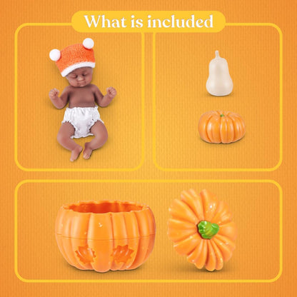 My Mini Pumpkin Patch Series 1 By ZURU | 1 of 6 limited-edition fall babies; ultra-realistic soft skin; cozy swaddle + themed accessory; collect all 6; ages 5+