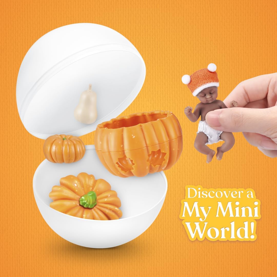 My Mini Pumpkin Patch Series 1 By ZURU | 1 of 6 limited-edition fall babies; ultra-realistic soft skin; cozy swaddle + themed accessory; collect all 6; ages 5+