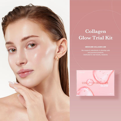 medicube Glass Skin Collagen Trial Kit - Mini Skincare Set | Korean Skincare Set, Ideal Gifts for women, 4-Step Skincare Set for glowy skin, Travel Eseentials