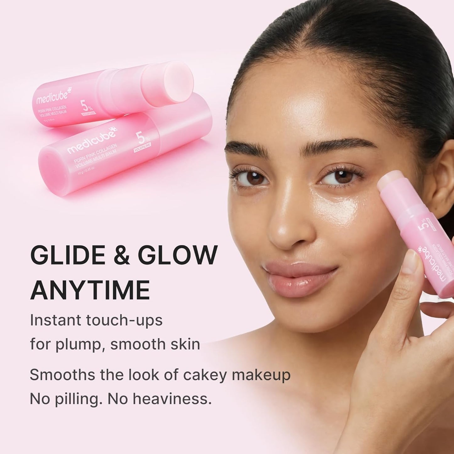 medicube PDRN Pink Collagen Volume Multi Balm Stick - Face & Body Balm | Volufiline, PDRN, NAD, Collagen - Under-Eyes, Neck, Forehead, Smile Lines, Lips, Plumping & Radiance for Line Care, K-B
