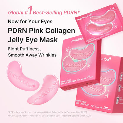 medicube Jelly Eye Mask PDRN Pink Collagen | Hydrogel Eye Patches with PDRN, Collagen, NAD | Refreshing for Puffy, Tired Eyes | Firming for Look of Wrinkles, Fine Lines | Korean Skincare (6 Pairs)