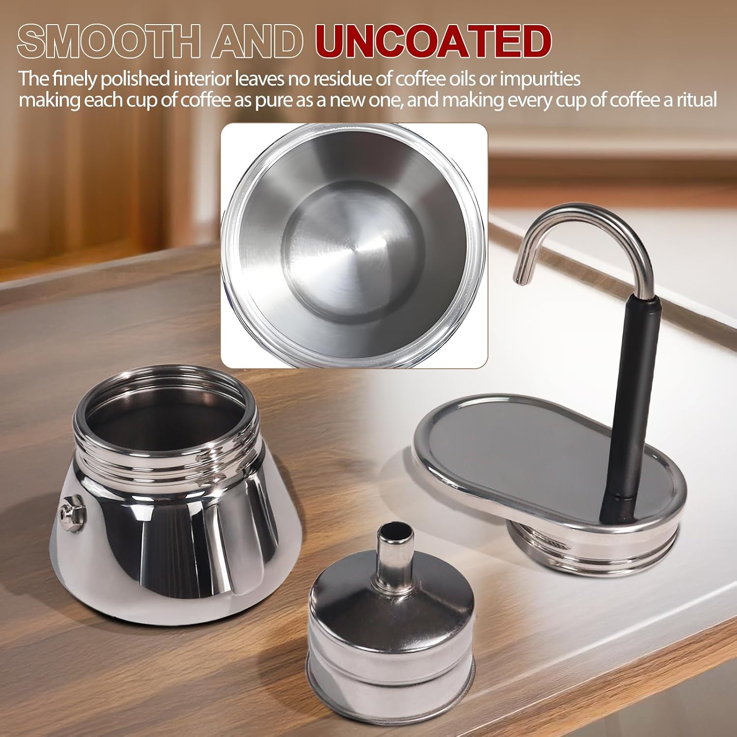 Mini Cafeteira Italiana Moka Aço Inox especial de cano, 90ml