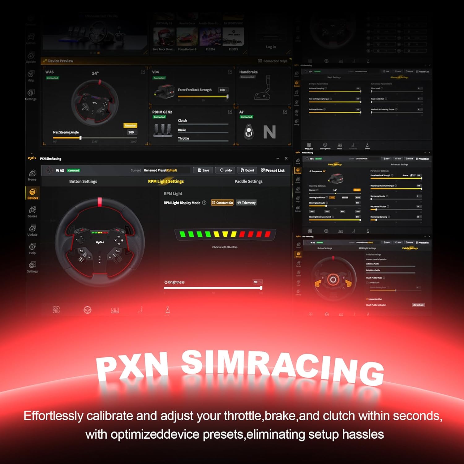 PXN VD4 Combo, Volante pra PC com pedais e presilha pra mesa