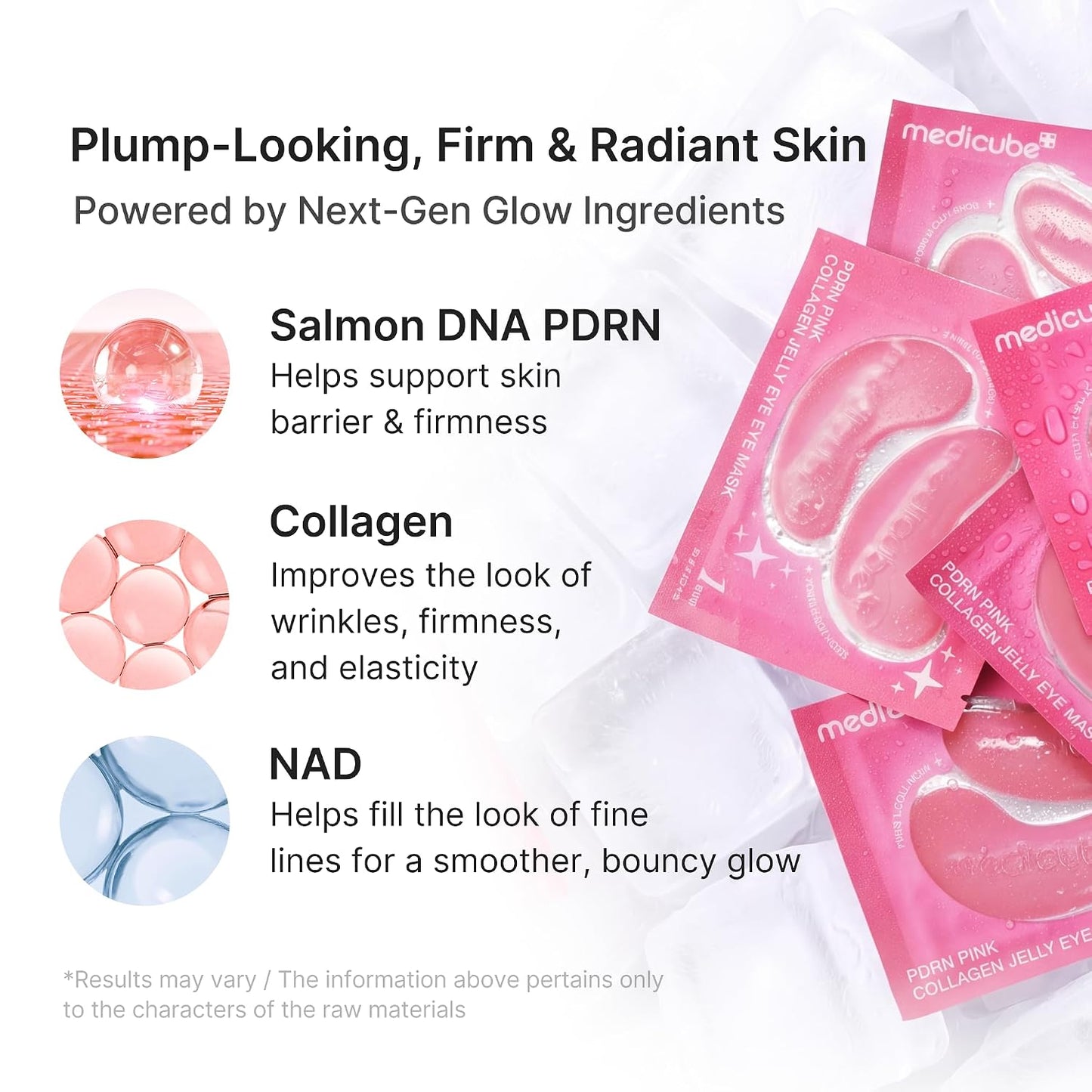 medicube Jelly Eye Mask PDRN Pink Collagen | Hydrogel Eye Patches with PDRN, Collagen, NAD | Refreshing for Puffy, Tired Eyes | Firming for Look of Wrinkles, Fine Lines | Korean Skincare (6 Pairs)