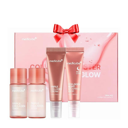 medicube Glass Skin Collagen Trial Kit - Mini Skincare Set | Korean Skincare Set, Ideal Gifts for women, 4-Step Skincare Set for glowy skin, Travel Eseentials