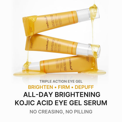 medicube Eye Serum with Kojic Acid Turmeric | All-Day Brightening Eye Gel Serum | Refreshing Eye Care with Vitamin C, Retinol &amp; Caffeine | Hydrating &amp; Cooling Formula | Korean Skincare, 1.01 fl.oz
