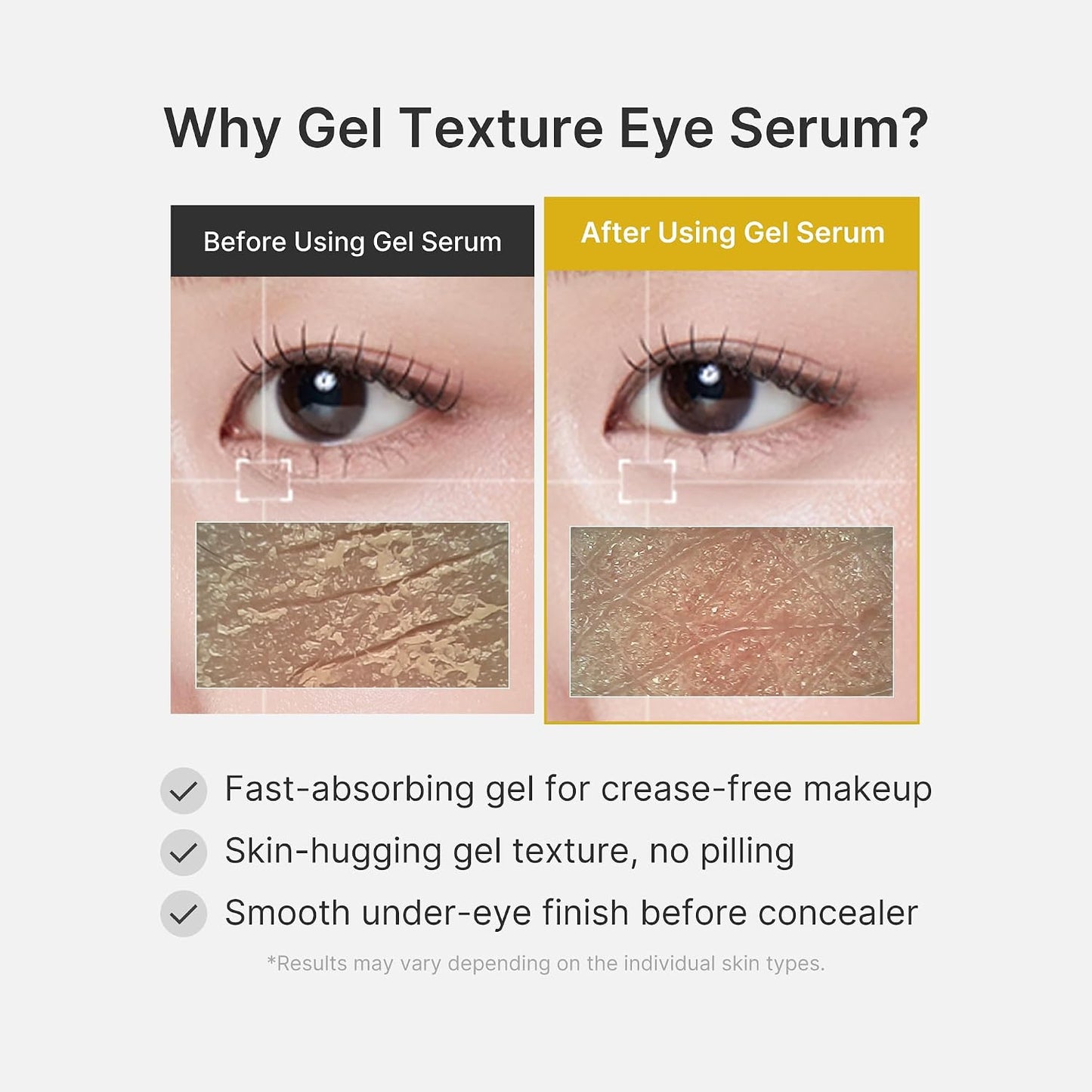 medicube Eye Serum with Kojic Acid Turmeric | All-Day Brightening Eye Gel Serum | Refreshing Eye Care with Vitamin C, Retinol &amp; Caffeine | Hydrating &amp; Cooling Formula | Korean Skincare, 1.01 fl.oz