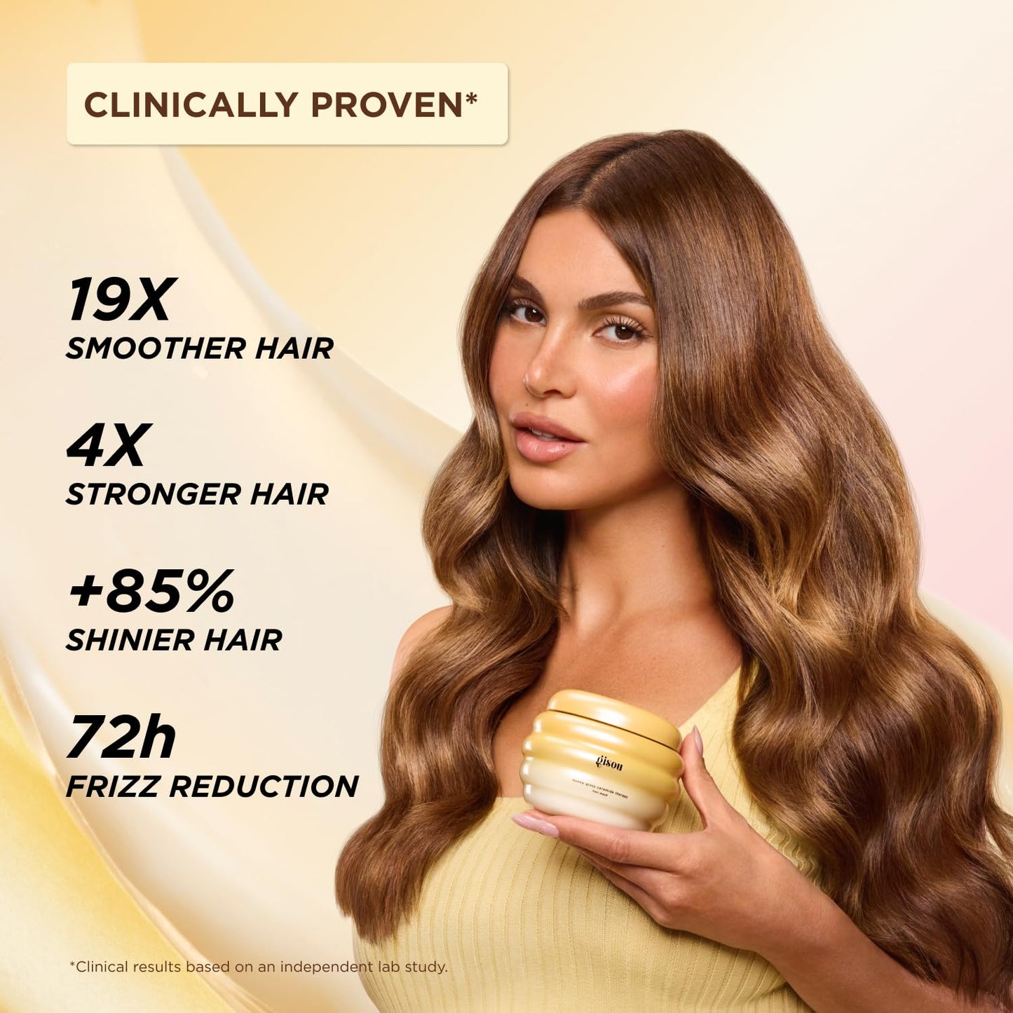 Gisou Honey Gloss Ceramide Therapy Hair Mask (2.5 Fl Oz) - Travel Size | Intense hydration, 4X stronger hair, glossy shine, no weigh down, powered by Mirsalehi Honey, ceramides &amp; hyaluronic acid