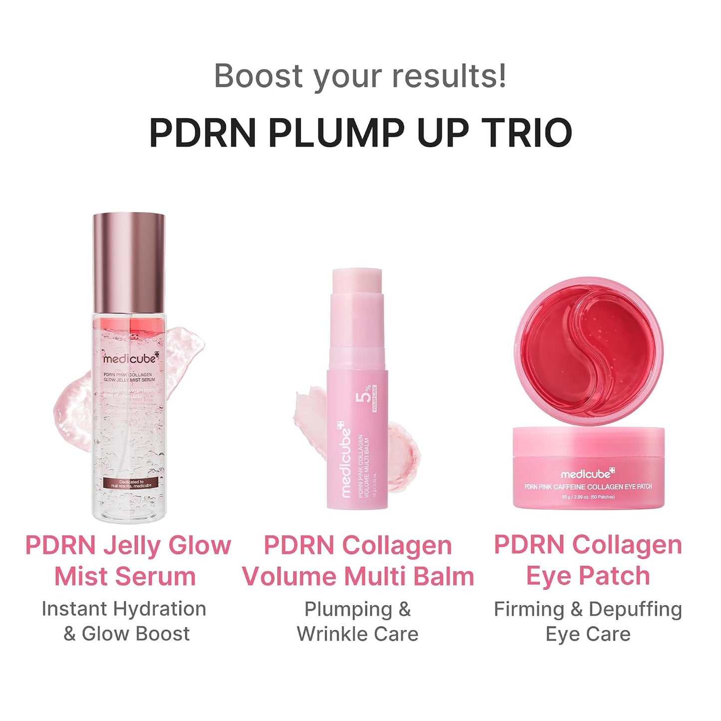 medicube PDRN Pink Collagen Volume Multi Balm Stick - Face & Body Balm | Volufiline, PDRN, NAD, Collagen - Under-Eyes, Neck, Forehead, Smile Lines, Lips, Plumping & Radiance for Line Care, K-B