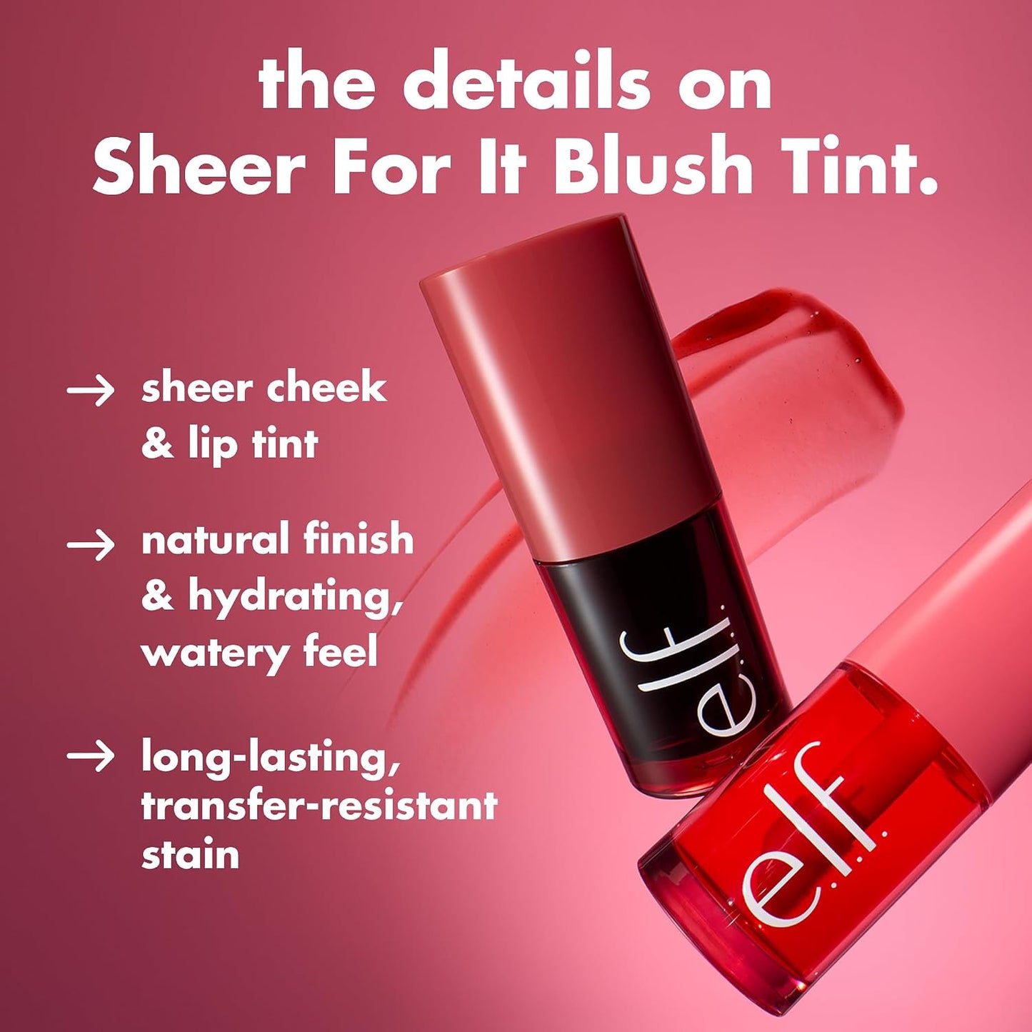 e.l.f. Sheer For It Blush Tint, Cherry Cola | Multi-Use, Long-Lasting Lip &amp; Cheek Makeup, Creates A Natural Flush Finish, Vegan &amp; Cruelty-Free