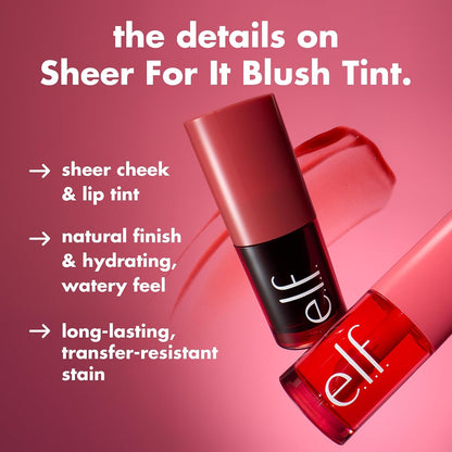 e.l.f. Sheer For It Blush Tint, Cherry Cola | Multi-Use, Long-Lasting Lip &amp; Cheek Makeup, Creates A Natural Flush Finish, Vegan &amp; Cruelty-Free