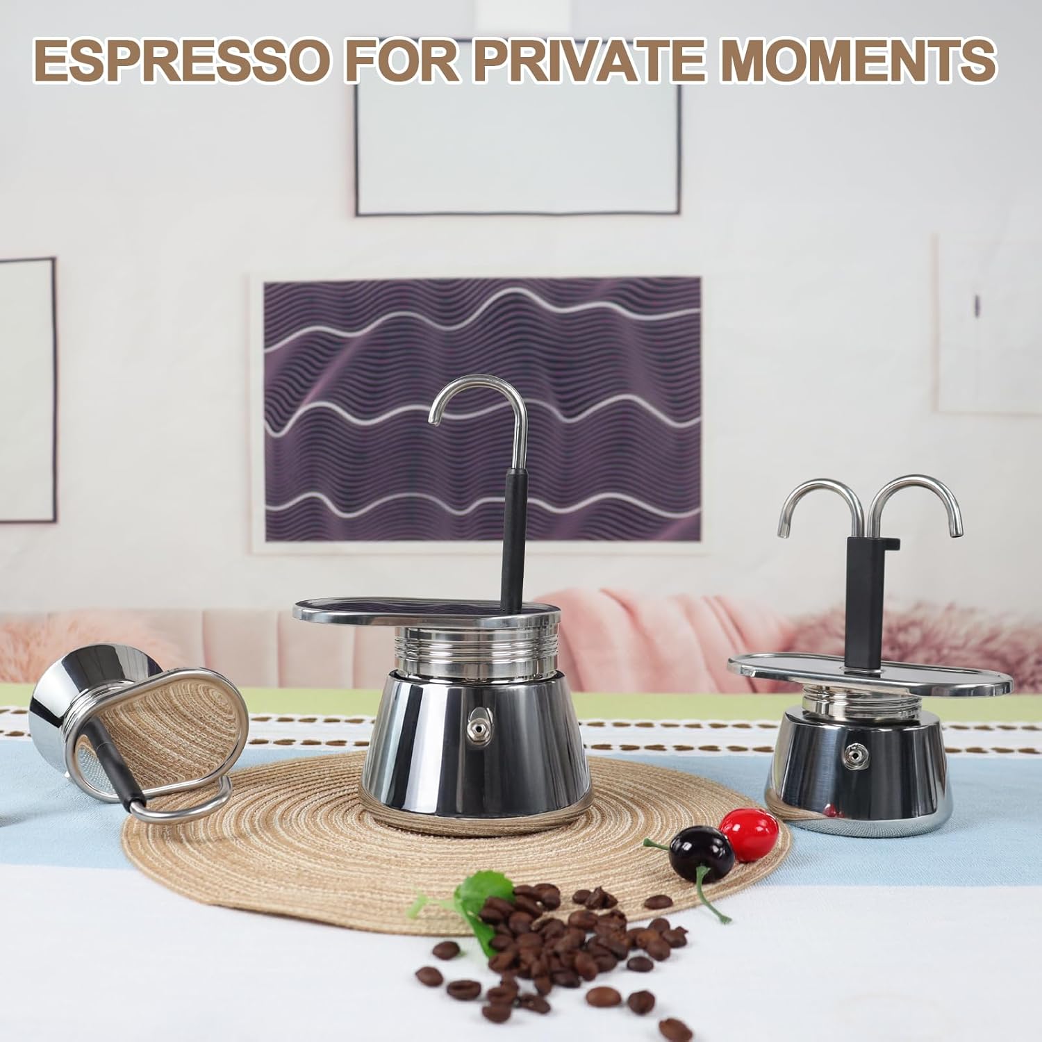 Mini Cafeteira Italiana Moka Aço Inox especial de cano, 90ml