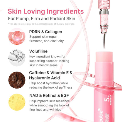 medicube PDRN Pink Collagen Volume Multi Balm Stick - Face & Body Balm | Volufiline, PDRN, NAD, Collagen - Under-Eyes, Neck, Forehead, Smile Lines, Lips, Plumping & Radiance for Line Care, K-B