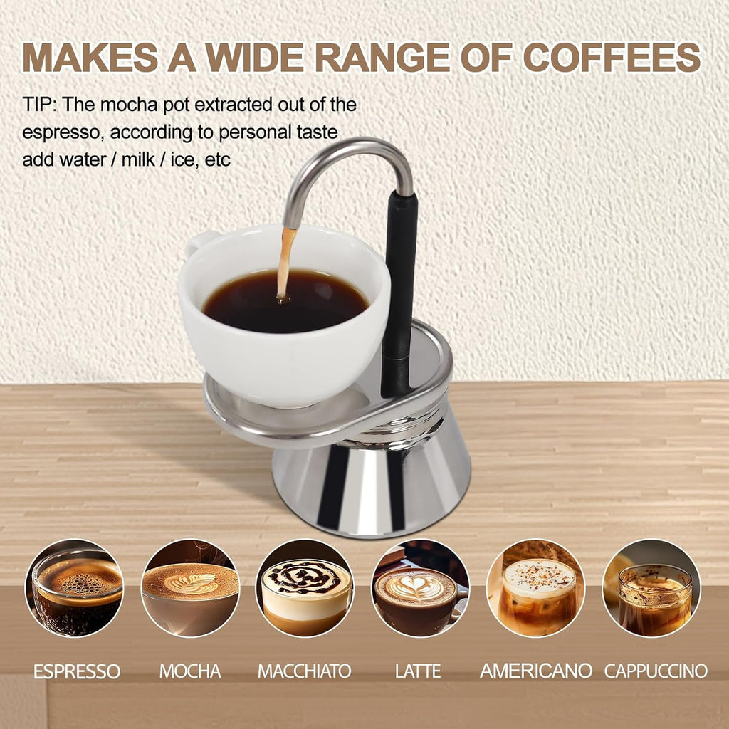 Mini Cafeteira Italiana Moka Aço Inox especial de cano, 90ml