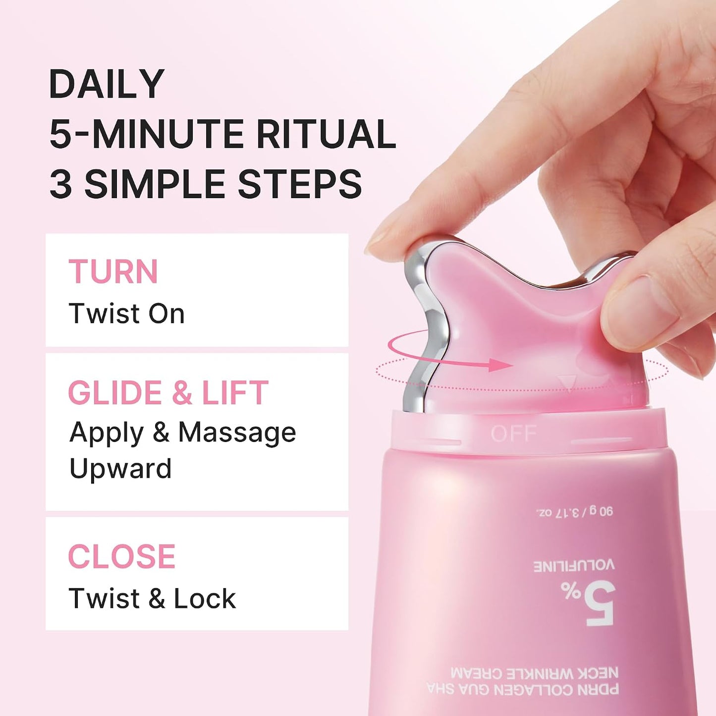medicube PDRN Collagen Gua Sha Neck Wrinkle Cream - Firming, Contour Care | Built-In Gua Sha Massager with Volufiline 5% - For the Look of Fine Lines, Jawline, Neck, Décolleté, Korean Skincare, 3.17 o