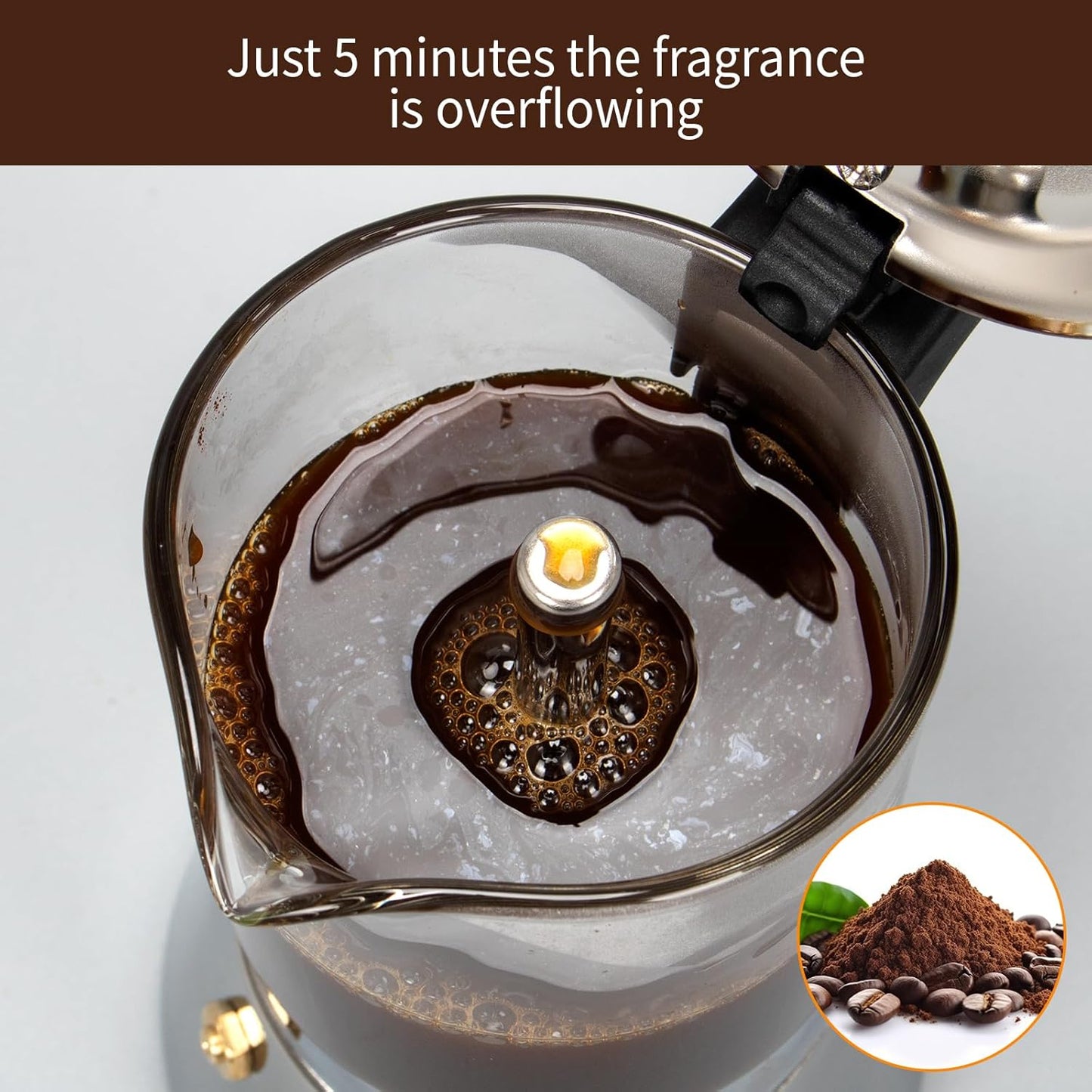 LAOION Stovetop Espresso Maker - Crystal Glass-top & Stainless Steel Moka Pot